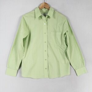 Foxcroft for Appleseed's Shirt Womens 8 Green Button Up Wrinkle Free Classic